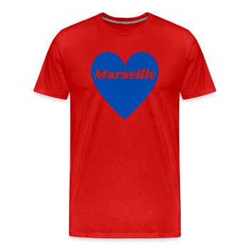 I love Marseille city in the south of the France - Men's Premium Organic T-Shirt - red - Front - Damien (186cm)