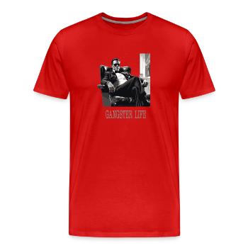 Chef de la mafia avec des lunettes de soleil « Gangster Life » - T-shirt bio Premium Homme - rouge - Devant - Damien (186cm)