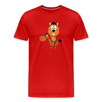 REITEN - PFERD - PONY - BIBER - OTTER - Männer Premium Bio T-Shirt - Rot - Vorne - Damien (186cm)