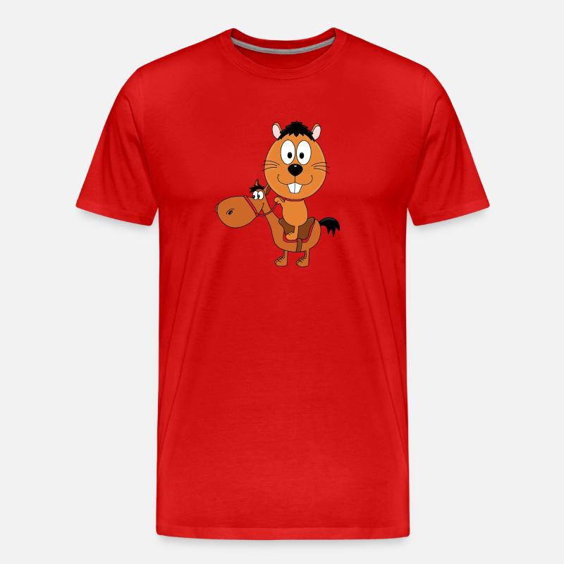 REITEN - PFERD - PONY - BIBER - OTTER - Männer Premium Bio T-Shirt - Rot
