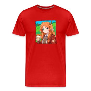 Anime Sketch of a Scottish Girl - Men's Premium Organic T-Shirt - red - Front - Damien (186cm)