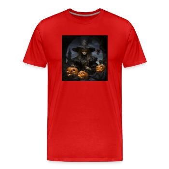 Halloween Witch - Männer Premium Bio T-Shirt - Rot - Vorne - Damien (186cm)