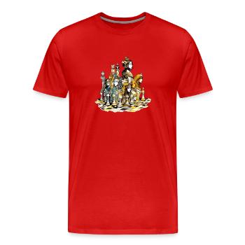 Déesses échiquéenne - T-shirt bio Premium Homme - rouge - Devant - Damien (186cm)