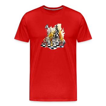 Composition échiquéenne n°2 - T-shirt bio Premium Homme - rouge - Devant - Damien (186cm)