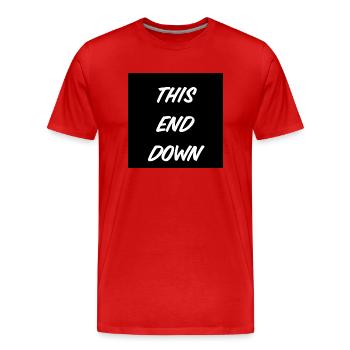 T-shirt « This End down » - T-shirt bio Premium Homme - rouge - Devant - Damien (186cm)