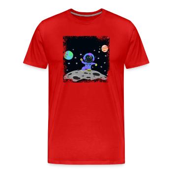 astronaute bleu violet grunge - T-shirt bio Premium Homme - rouge - Devant - Damien (186cm)