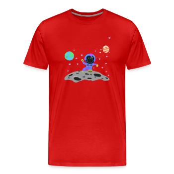 astronaute bleu violet - T-shirt bio Premium Homme - rouge - Devant - Damien (186cm)