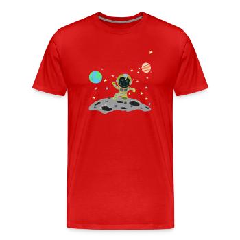 astronaute bleu vert - T-shirt bio Premium Homme - rouge - Devant - Damien (186cm)