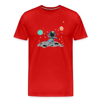 astronaute bleu bleu - T-shirt bio Premium Homme - rouge - Devant - Damien (186cm)