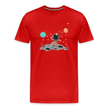 Astronaut Red White - Men's Premium Organic T-Shirt - red - Front - Damien (186cm)