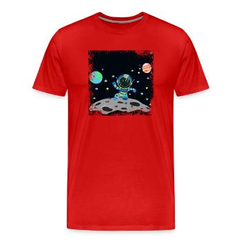 astronaute bleu bleu grunge - T-shirt bio Premium Homme - rouge - Devant - Damien (186cm)