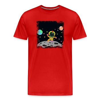 astronaute jaune et rouge grunge - T-shirt bio Premium Homme - rouge - Devant - Damien (186cm)