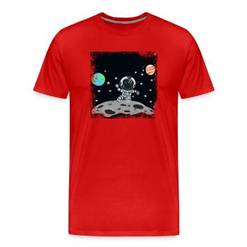 astronaute gris grunge - T-shirt bio Premium Homme - rouge - Devant - Damien (186cm)
