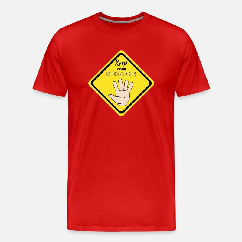 Halten Sie Ihren Abstand - Männer Premium Bio T-Shirt - Rot