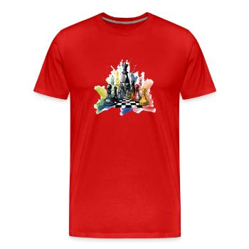 Composition échiquéenne n°4 - T-shirt bio Premium Homme - rouge - Devant - Damien (186cm)