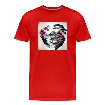 Style d’encre fantaisie Japon - T-shirt bio Premium Homme - rouge - Devant - Damien (186cm)