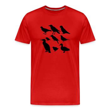 Vögel minimalistisch, Silhouetten - Männer Premium Bio T-Shirt - Rot - Vorne - Damien (186cm)