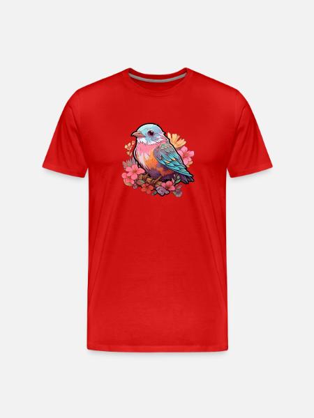 Bird Flowers - Men's Premium Organic T-Shirt - red