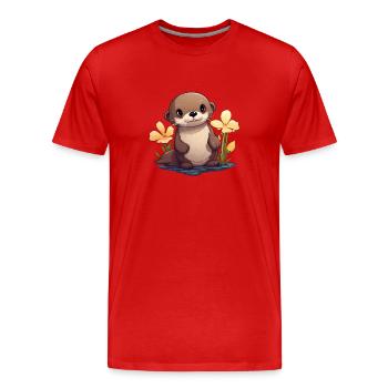 Otter - Männer Premium Bio T-Shirt - Rot - Vorne - Damien (186cm)