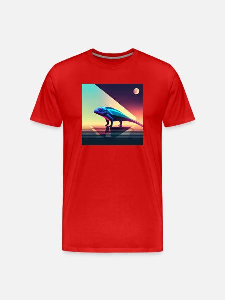 Leo das Chamäleon - Reptilien-Eidechsen-Illustrationskunst - Männer Premium Bio T-Shirt - Rot