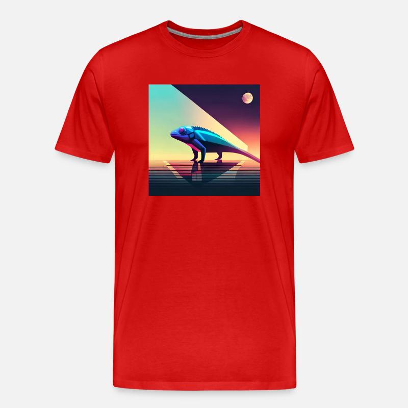 Leo das Chamäleon - Reptilien-Eidechsen-Illustrationskunst - Männer Premium Bio T-Shirt - Rot