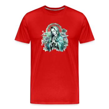 Holly Mary Maria Madonna Mariana Virgin Mary Holy - Men's Premium Organic T-Shirt - red - Front - Damien (186cm)