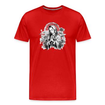 Holly Mary Maria Madonna Mariana Virgin Mary Holy - Men's Premium Organic T-Shirt - red - Front - Damien (186cm)