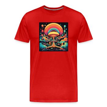 retro Landschaft - Männer Premium Bio T-Shirt - Rot - Vorne - Damien (186cm)