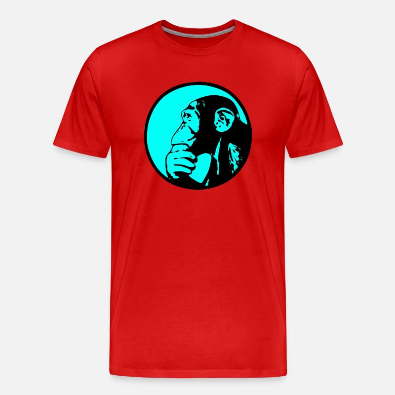 Denkender Affe Schimpanse - Männer Premium Bio T-Shirt - Rot