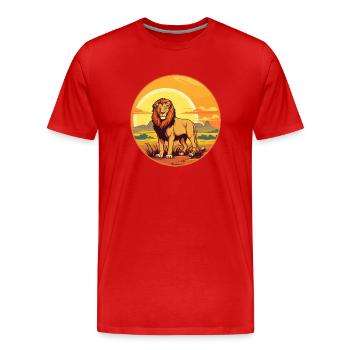der Löwe in der Savanne - Männer Premium Bio T-Shirt - Rot - Vorne - Damien (186cm)