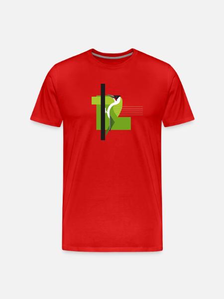 Specht am Baum Grünspecht - Männer Premium Bio T-Shirt - Rot