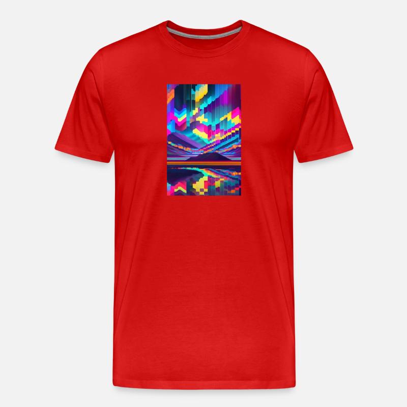 Psychedelischer Glitch von Pixeln - Männer Premium Bio T-Shirt - Rot