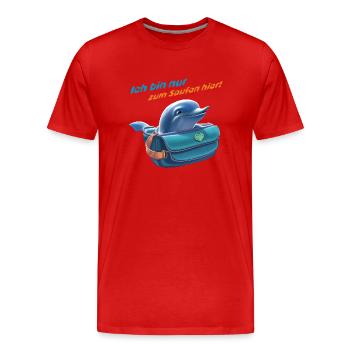 Betrunkener Delfin in mit lustiger Aufschrift - Männer Premium Bio T-Shirt - Rot - Vorne - Damien (186cm)