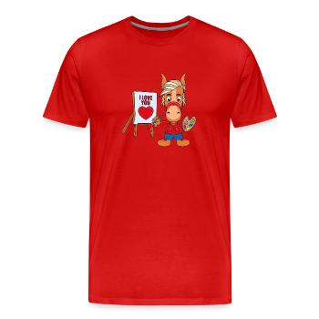 MALER - KÜNSTLER - KUNST - LIEBE - PFERD - PONY - Männer Premium Bio T-Shirt - Rot - Vorne - Damien (186cm)