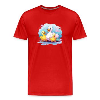 die Entenfamilie - Männer Premium Bio T-Shirt - Rot - Vorne - Damien (186cm)