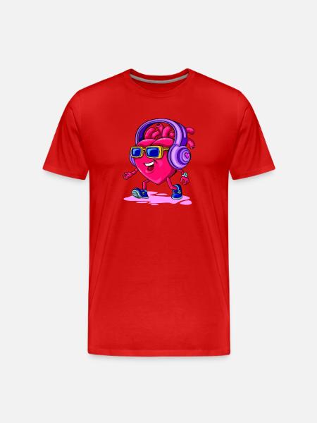Valeewear - Happy heart with headphones - Men's Premium Organic T-Shirt - red