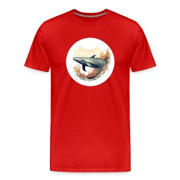 Whale - Ukiyo-e (no1) - Men's Premium Organic T-Shirt - red - Front - Damien (186cm)