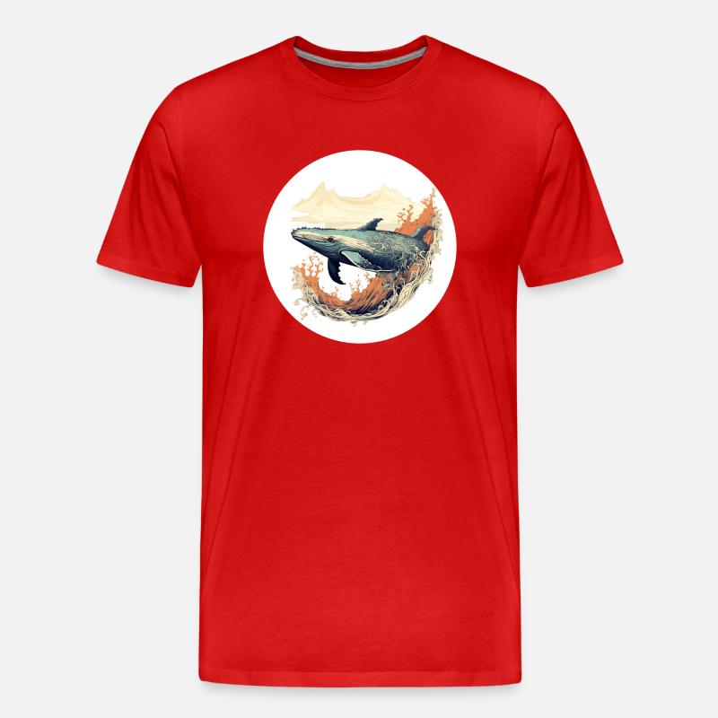Wal - Ukiyo -e (Nr. 1) - Männer Premium Bio T-Shirt - Rot