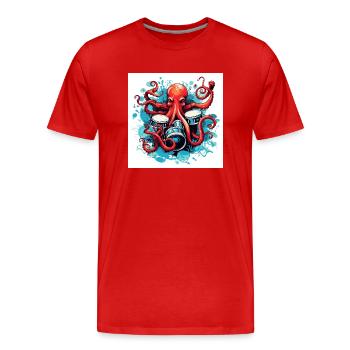 Octopus drums (no1) - T-shirt bio Premium Homme - rouge - Devant - Damien (186cm)