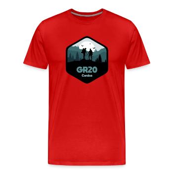 GR20 Grande Randonnée Corse trekking marche - T-shirt bio Premium Homme - rouge - Devant - Damien (186cm)