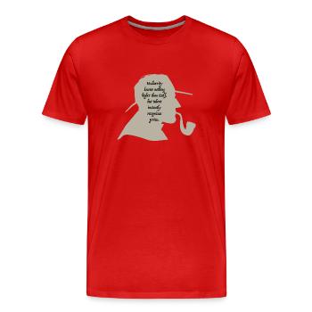 Talent erkennt sofort das geniale Sherlock-Zitat. - Männer Premium Bio T-Shirt - Rot - Vorne - Damien (186cm)