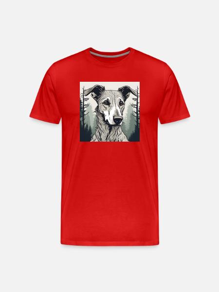 Portrait of a Lurcher - Men's Premium Organic T-Shirt - red