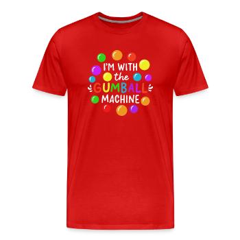 Ich gehöre zum Kaugummiautomaten - Männer Premium Bio T-Shirt - Rot - Vorne - Damien (186cm)