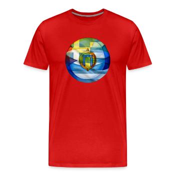Ornement de drapeau grec fabriqué à la main - T-shirt bio Premium Homme - rouge - Devant - Damien (186cm)
