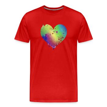 Saint-Valentin Mariage Amour Fiançailles Fête des mères - T-shirt bio Premium Homme - rouge - Devant - Damien (186cm)