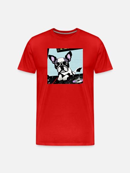 Dog DJ Pop Art - Men's Premium Organic T-Shirt - red