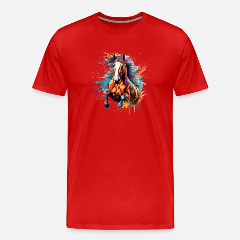 Pferd, Pferd - Männer Premium Bio T-Shirt - Rot