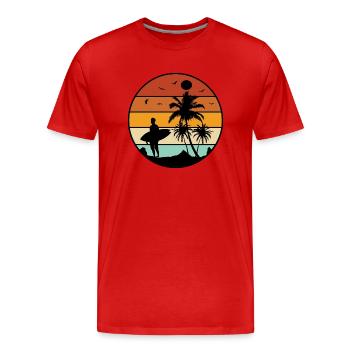Surfing Surfboard Surfer Wassersport - Männer Premium Bio T-Shirt - Rot - Vorne - Damien (186cm)