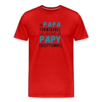 Un papa formidable et papy exceptionnel - T-shirt bio Premium Homme - rouge - Devant - Damien (186cm)