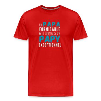 Un papa formidable et papy exceptionnel - T-shirt bio Premium Homme - rouge - Devant - Damien (186cm)